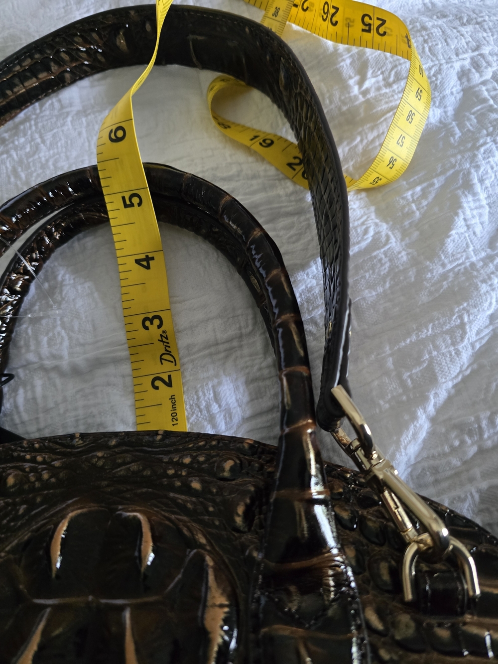 NWT Brahmin Rosetta Satchel Chocolate Melbourne Croc Embossed W/ Shoulder Strap - Picture 13 of 16